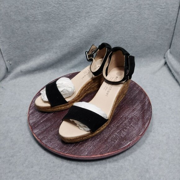 Eric Michael Womens Black Suede Espadrille Wedge Sandals Size 7 - Picture 7 of 13